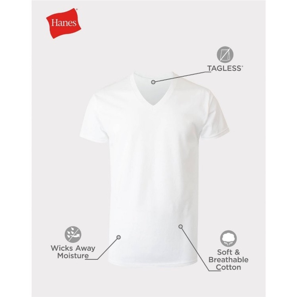 Hanes Tagless V-Necks Super Value Pack - Classic White - Picture 7 of 8